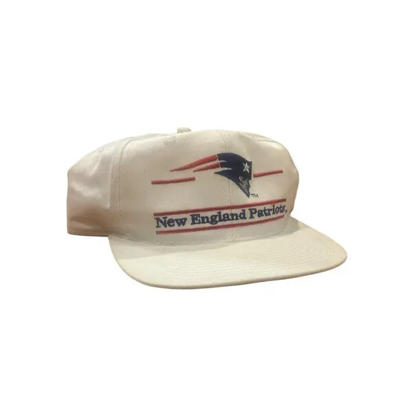 Vintage 1990's New England Patriots The Game Split Bar White Snapback Hat - Picture 2 of 7